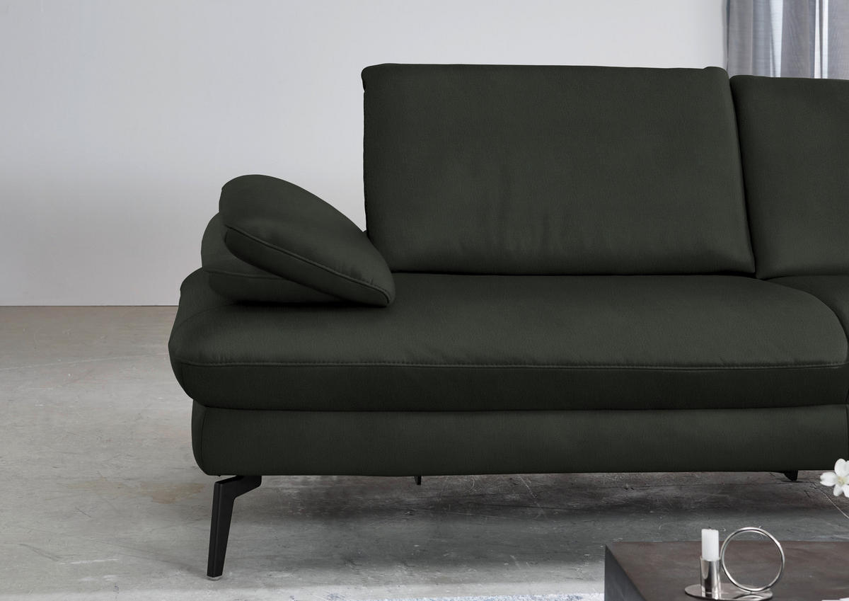 ECKSOFA in Echtleder Dunkelgrün  - Dunkelgrün/Schwarz, Design, Leder/Metall (325/157cm) - Dieter Knoll