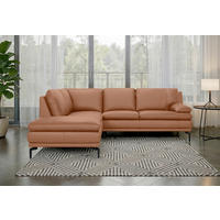 ECKSOFA Cognac Echtleder  - Cognac/Schwarz, Design, Leder (221/248cm) - MID.YOU