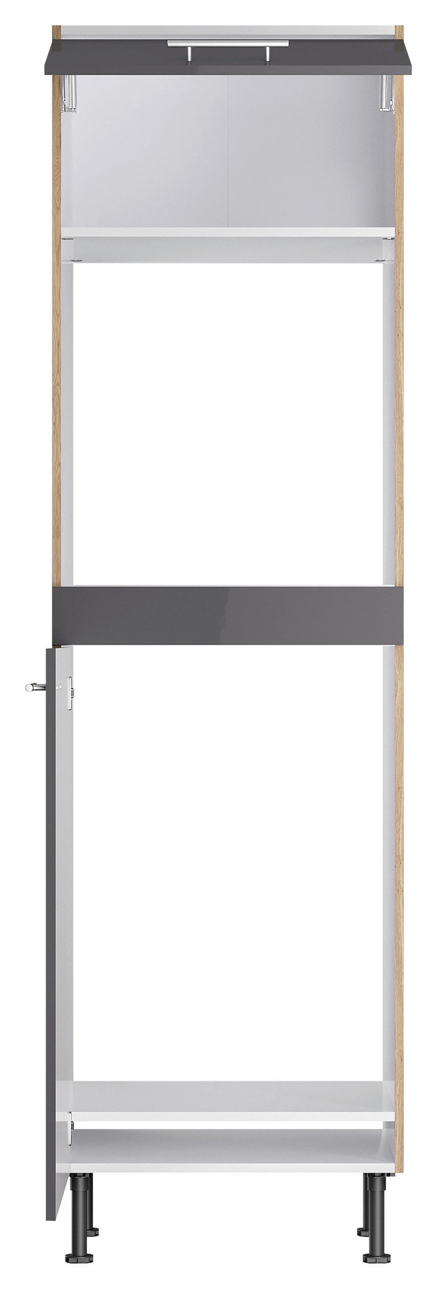GERÄTEUMBAUSCHRANK 60/211,8/58,1 cm  in Anthrazit, Wildeiche  - Wildeiche/Edelstahlfarben, Basics, Holzwerkstoff/Metall (60/211,8/58,1cm) - Optifit