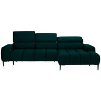 ECKSOFA in Samt, Webstoff Dunkelgrün  - Dunkelgrün/Schwarz, Design, Textil/Metall (270/177cm) - Welnova