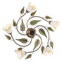 DECKENLEUCHTE 70/20/70 cm   - Bronzefarben/Olivgrün, ROMANTIK / LANDHAUS, Glas/Metall (70/20/70cm)