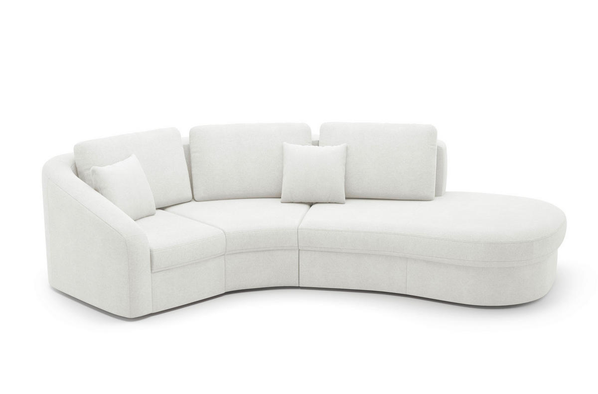 ECKSOFA in Mikrofaser Weiss  - Weiss/Schwarz, Modern, Kunststoff/Textil (266/230cm) - Sit & More