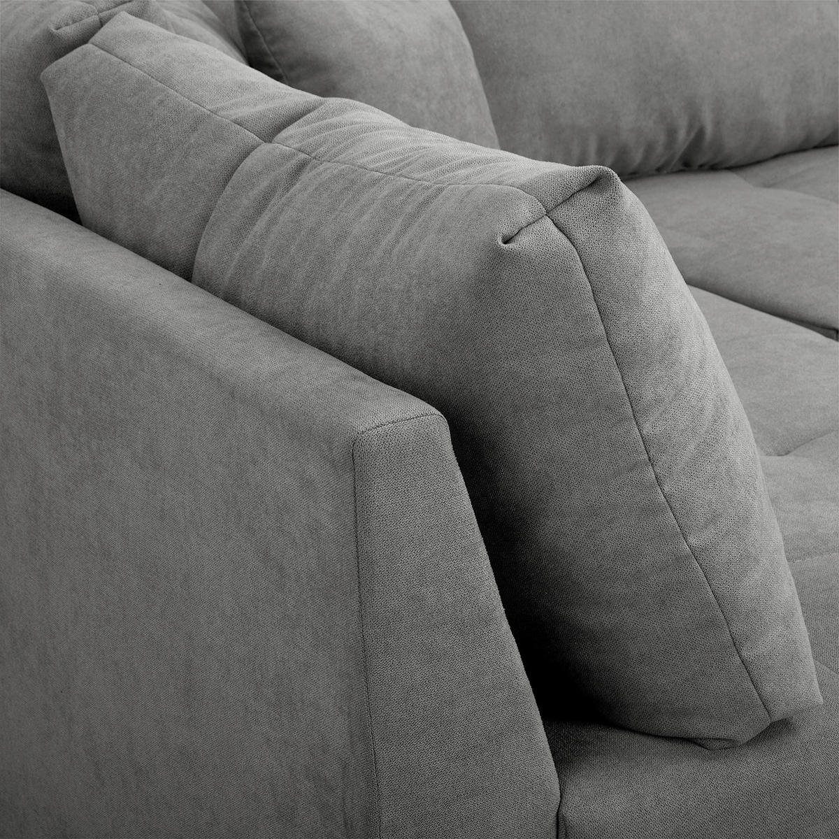 ECKSOFA inkl. Hocker Ariella Dunkelgrau Mikrofaser  - Dunkelgrau/Naturfarben, Design, Holz/Textil (161/231cm) - Livetastic