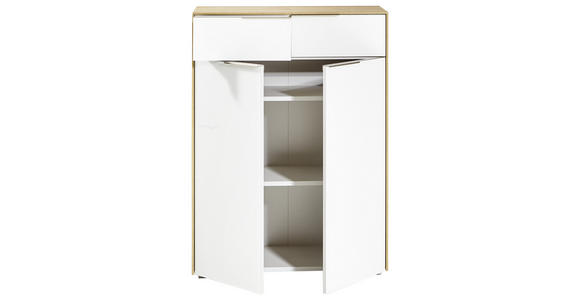 KOMMODE 80/111/37,2 cm - Eichefarben/Weiß, Design, Glas/Holzwerkstoff (80/111/37,2cm) - Voleo