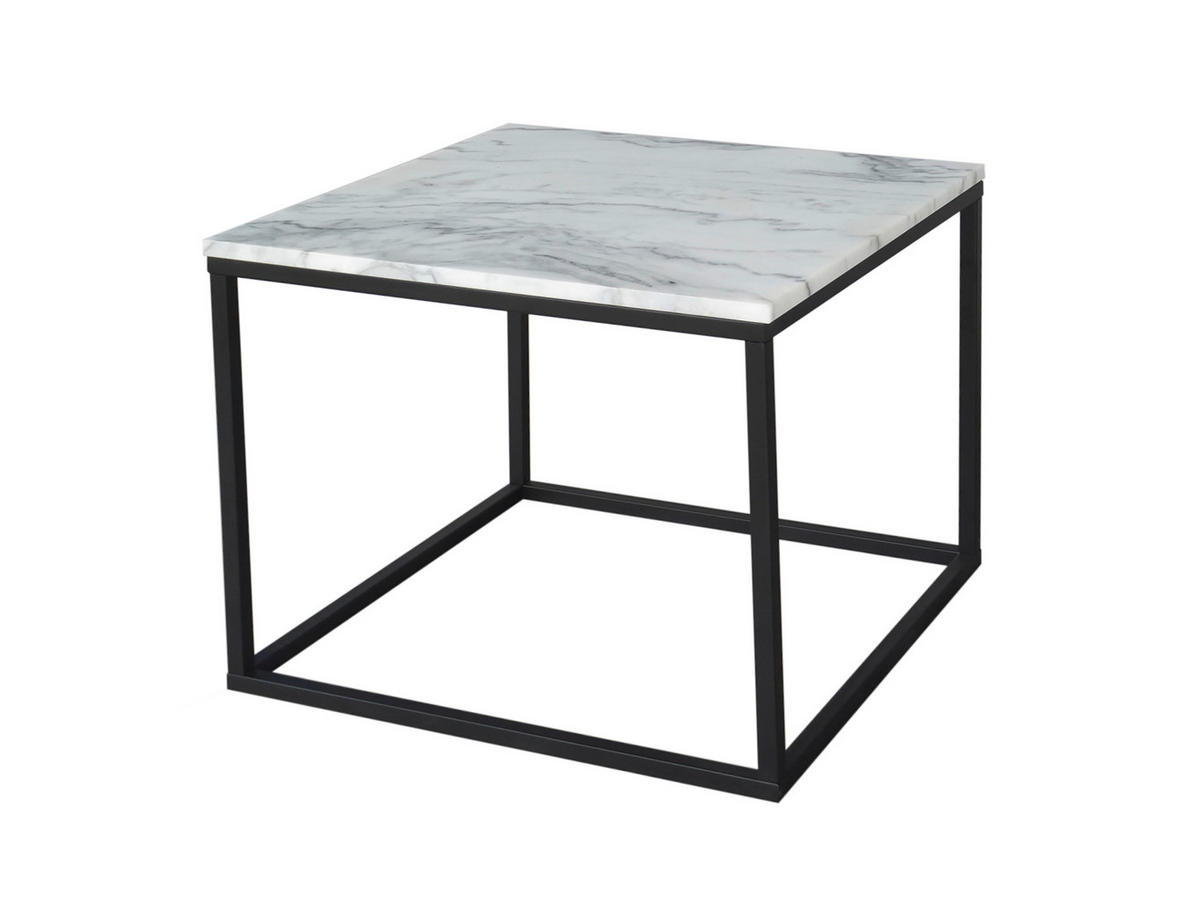 COUCHTISCH 60/60/50 cm quadratisch Schwarz, Weiß  - Schwarz/Weiß, Design, Stein/Metall (60/60/50cm) - MID.YOU