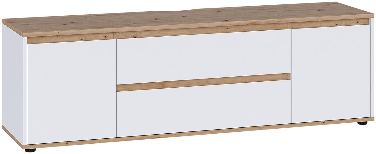 LOWBOARD  160/50/42 cm 2 Schublade(n) stehend  - Schwarz/Weiß, MODERN, Holzwerkstoff/Kunststoff (160/50/42cm) - Carryhome