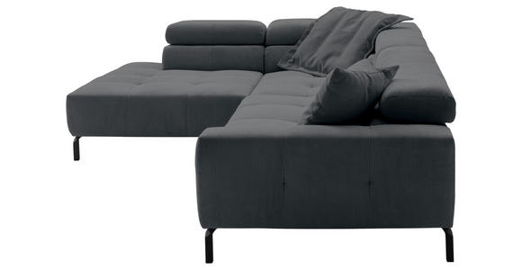 ECKSOFA in Feincord Anthrazit 219/311 cm - Anthrazit/Schwarz, KONVENTIONELL, Textil/Metall (219/311cm) - Hom`in