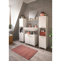 BADEZIMMER 4-teilig 117 cm  - Weiss/Silberfarben, Modern, Glas/Holzwerkstoff (117cm) - MID.YOU