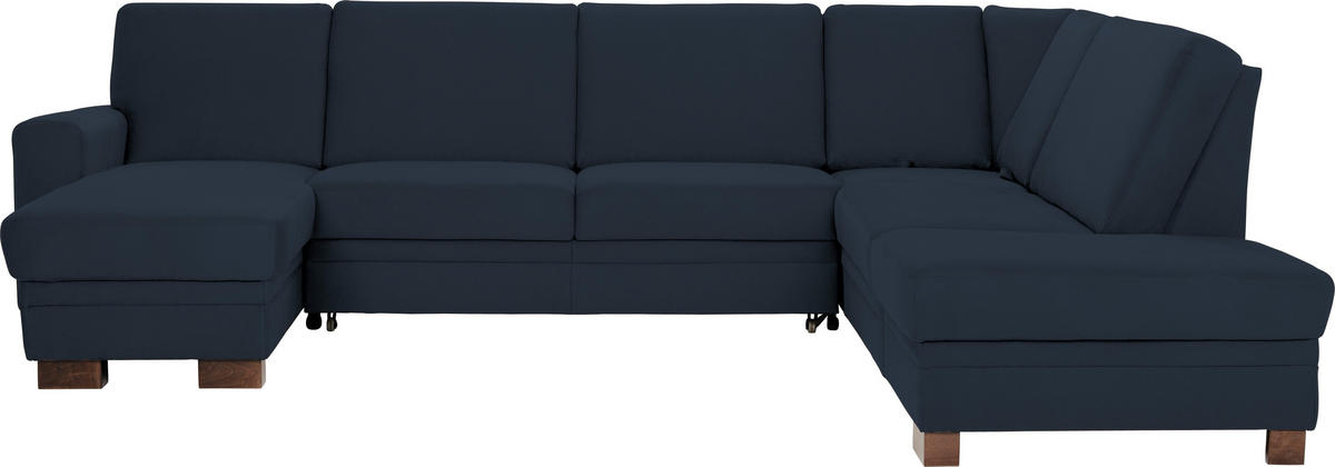 WOHNLANDSCHAFT in Dunkelblau  - Braun/Dunkelblau, Design, Holz/Textil (163/319/241cm) - Beldomo System