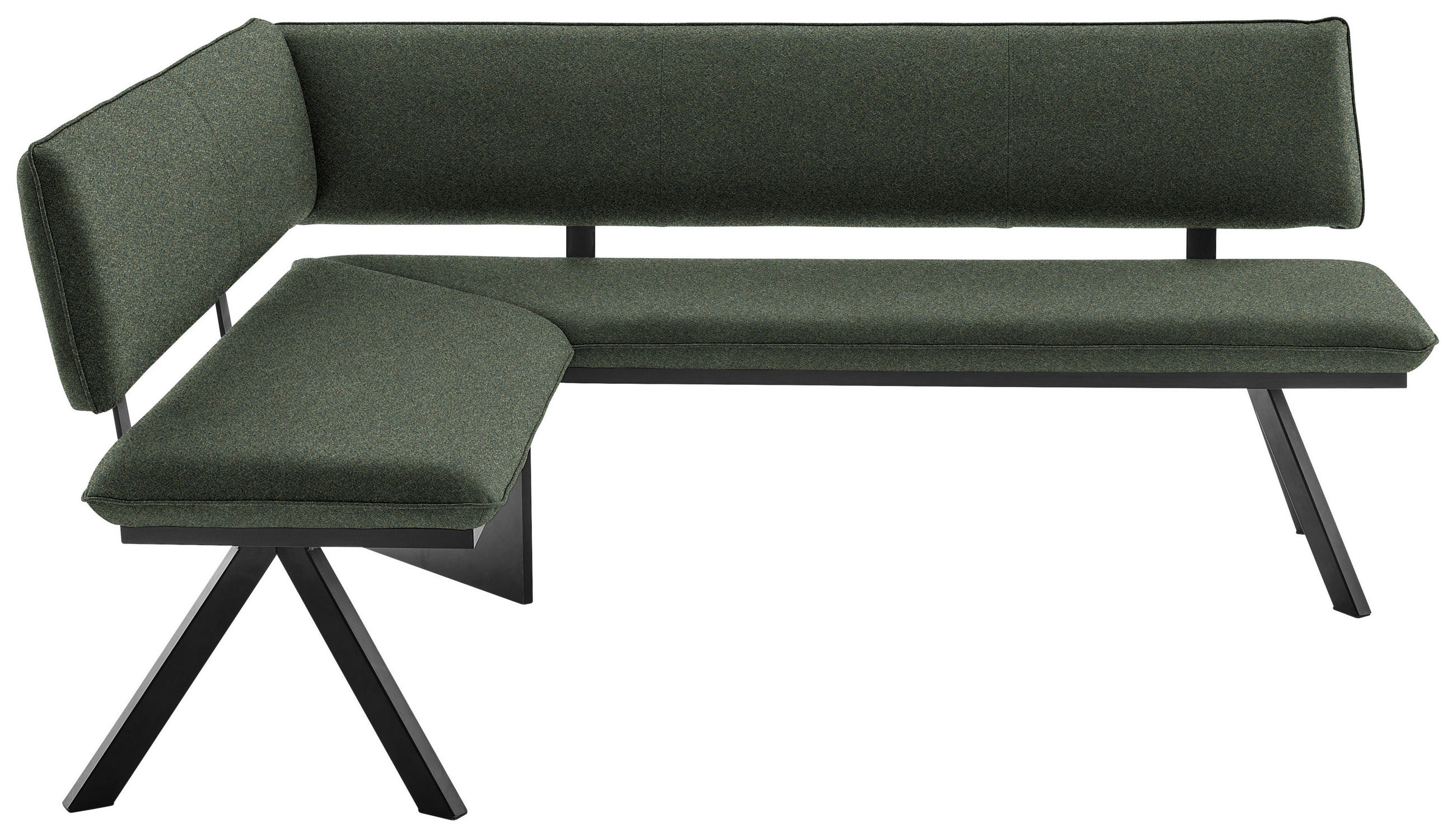 ECKBANK 150/190 cm  in Schwarz, Graugrün  - Schwarz/Graugrün, MODERN, Textil/Metall (150/190cm) - Cantus