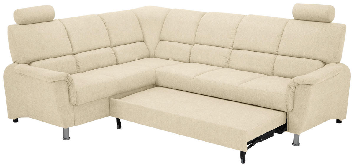 ECKSOFA in Webstoff Beige  - Beige/Silberfarben, Design, Holz/Kunststoff (219/270cm) - Livetastic