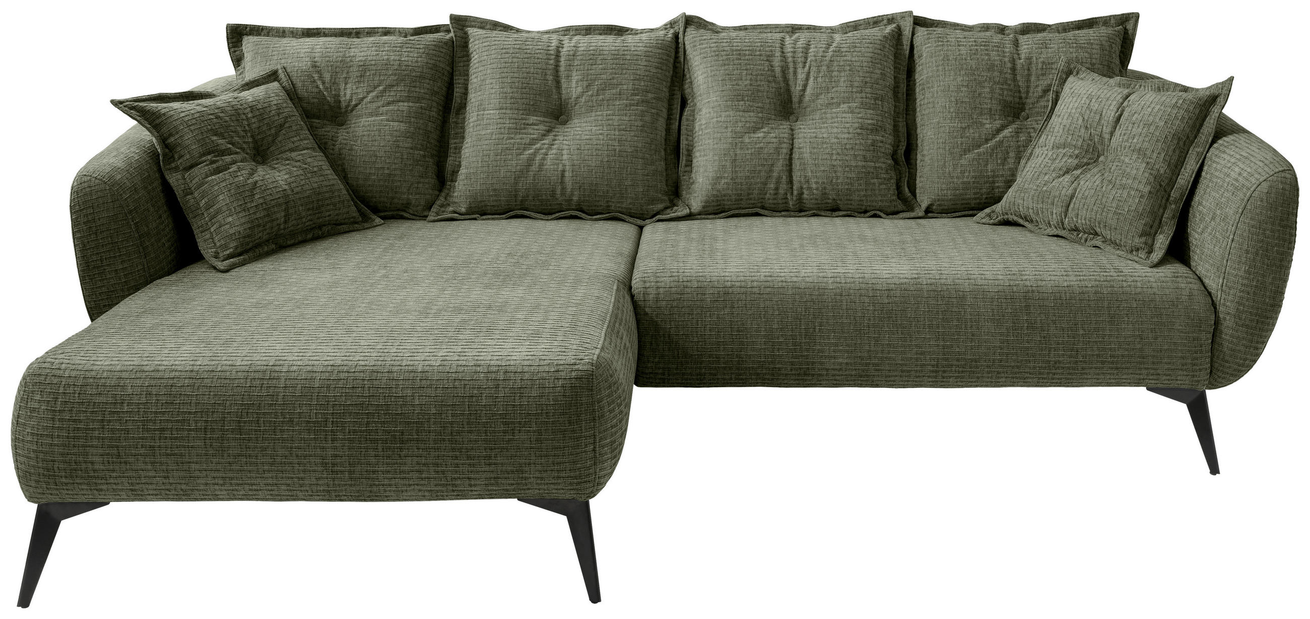 ECKSOFA in Mikrofaser Olivgrün  - Schwarz/Olivgrün, Modern, Textil/Metall (162/277cm) - Livetastic