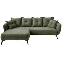 ECKSOFA in Mikrofaser Olivgrün  - Schwarz/Olivgrün, Modern, Textil/Metall (162/277cm) - Livetastic