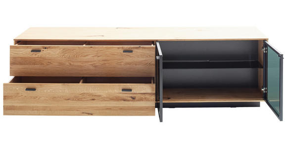LOWBOARD Anthrazit, Eichefarben  209/61/50 cm  - Eichefarben/Anthrazit, Natur, Glas/Holz (209/61/50cm) - Linea Natura