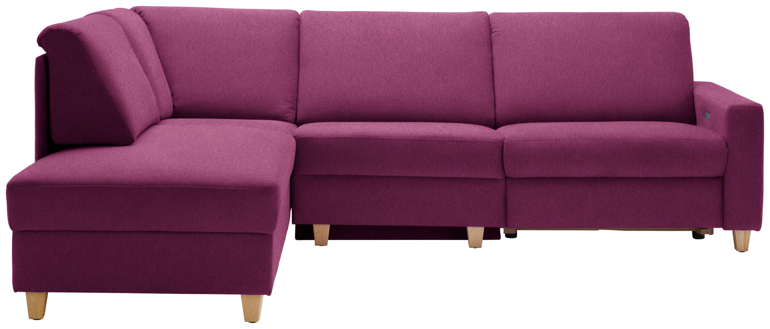 ECKSOFA in Flachgewebe Beere  203/261 cm  - Eichefarben/Beere, KONVENTIONELL, Holz/Textil (203/261cm) - Sedda