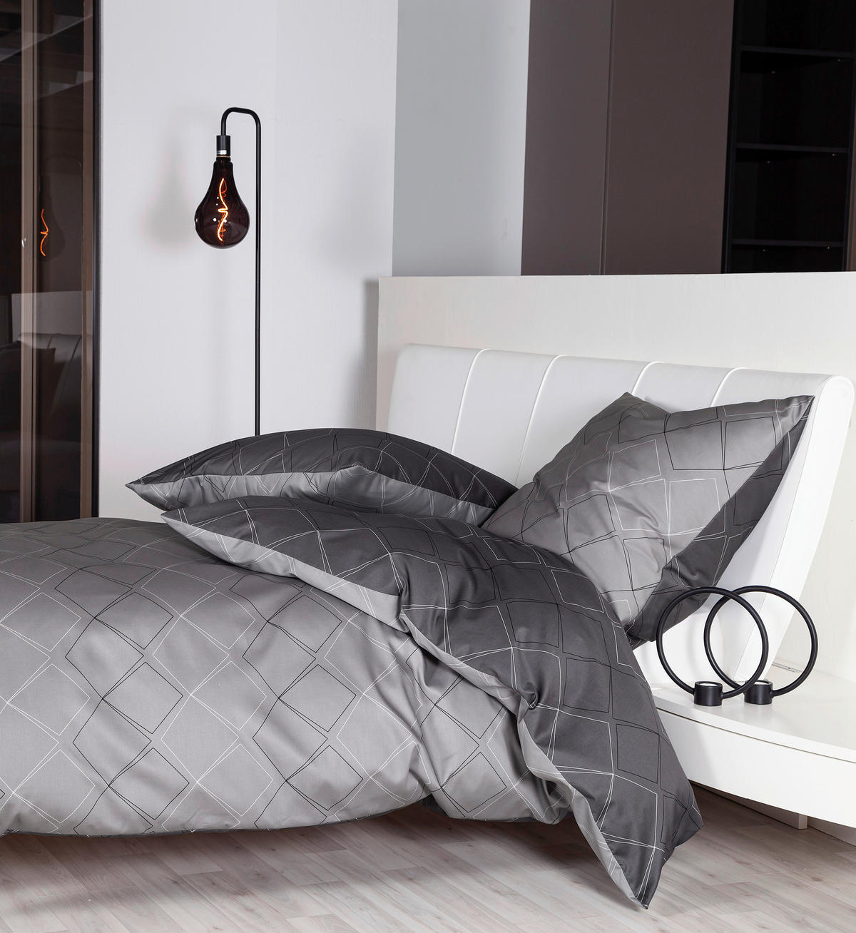 BETTWÄSCHE Makosatin 155/200 cm  - Anthrazit, Design, Textil (155/200cm) - Janine