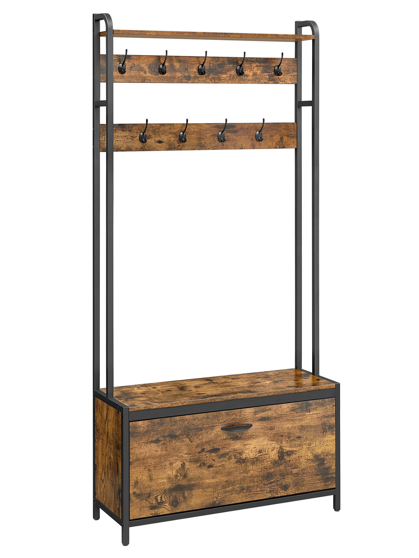 Mid.you Garderobe Braun, Schwarz 85x180x30 cm