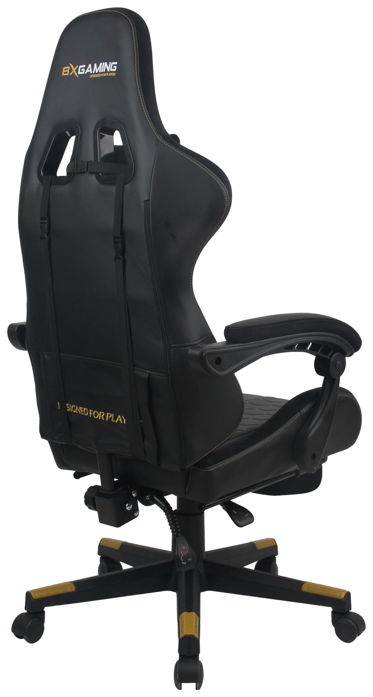 GAMINGSTUHL  in Lederlook, Samt Schwarz  - Goldfarben/Schwarz, Design, Kunststoff/Textil (63/114/62cm) - BX Gaming