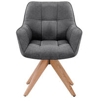 ARMLEHNSTUHL in Holz, Textil Eichefarben, Dunkelgrau  - Dunkelgrau/Eichefarben, Basics, Holz/Textil (64/85/62cm) - Livetastic