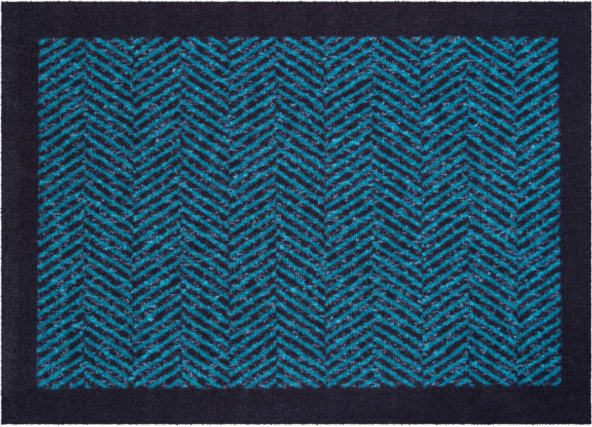 FUßMATTE 50/70 cm Herringbone  - Blau/Schwarz, KONVENTIONELL, Kunststoff/Textil (50/70cm) - Grund