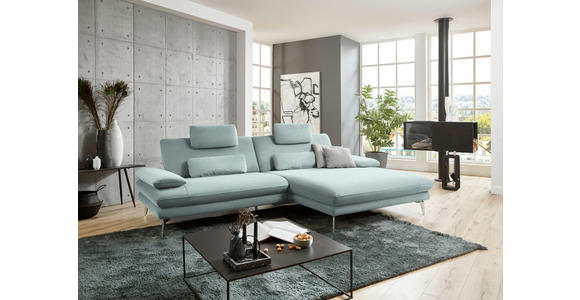 ECKSOFA in Webstoff Mintgrün  - Schwarz/Mintgrün, Design, Textil/Metall (284/184cm) - Dieter Knoll