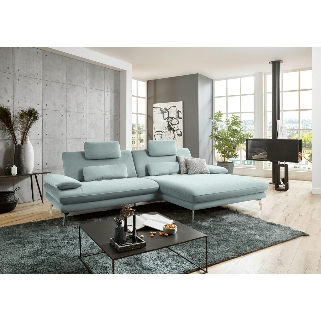 Thumbnail - Dieter Knoll Ecksofa, Mintgrün, Textil, 2-3-Sitzer, Ottomane rechts, L-Form, 284x184 cm, Goldenes M, Fußauswahl, Stoffau...