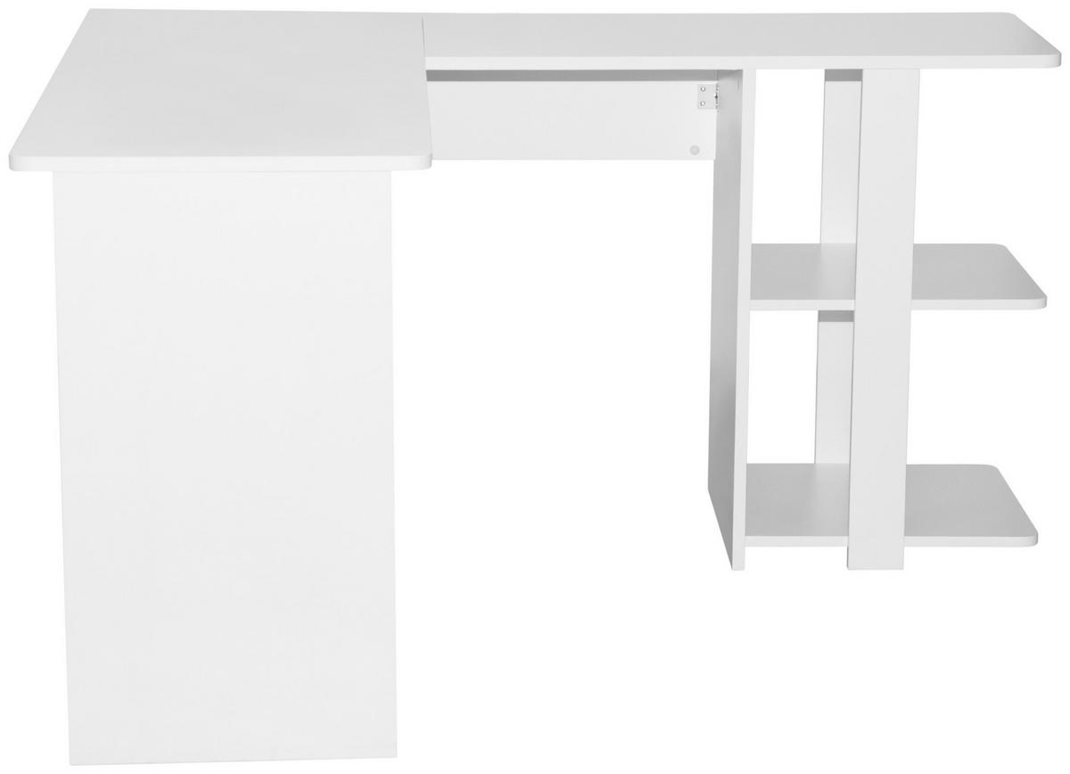 ECKSCHREIBTISCH  in Weiß  - Weiß, MODERN, Holzwerkstoff/Metall (140/75/140cm) - MID.YOU