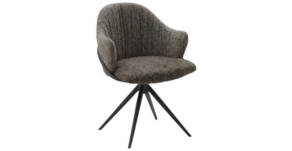 ARMLEHNSTUHL  Lederauswahl, Stoffauswahl, Sitzfläche 360° drehbar beflockt  - Anthrazit/Grau, Design, Textil/Metall (57/84/44,5cm) - Belluti
