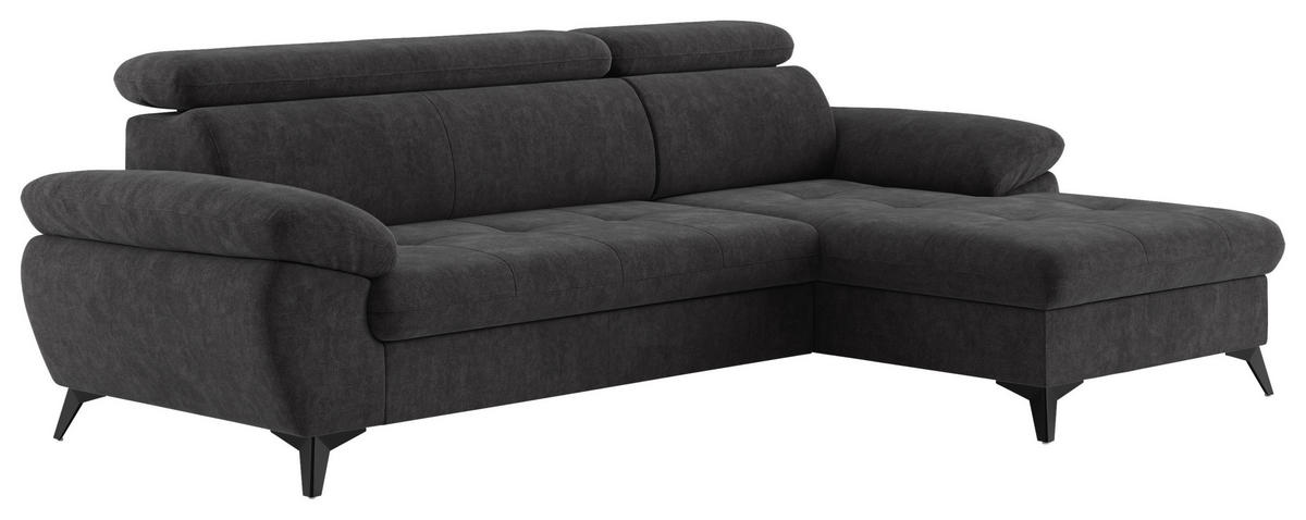 ECKSOFA in Dunkelgrau  - Schlammfarben/Dunkelgrau, Textil/Metall (261/166cm) - MID.YOU