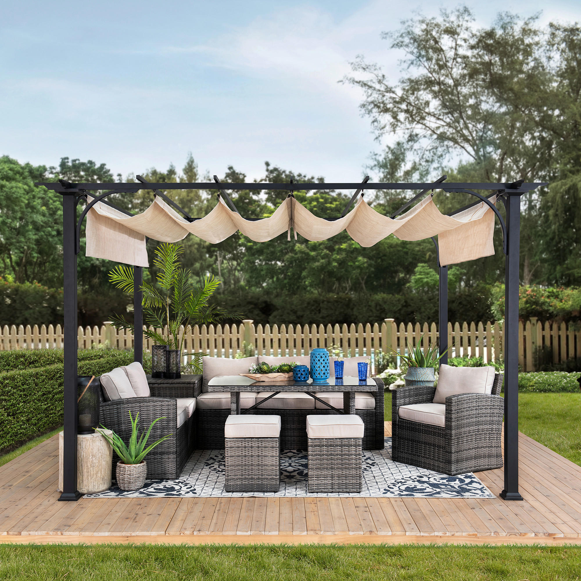 PAVILLON 363/225/277 cm Stahl  - Beige/Schwarz, Basics, Kunststoff/Metall (363/225/277cm) - Modante