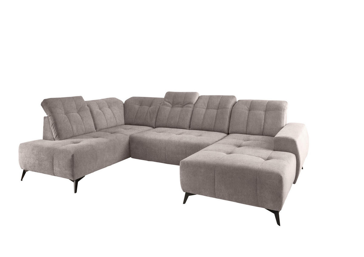 WOHNLANDSCHAFT in Mikrofaser Taupe  - Taupe/Schwarz, Modern, Textil/Metall (200/337/180cm) - Livetastic