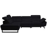 ECKSOFA Echtleder Schwarz  - Schwarz, Design, Leder/Metall (225/281cm) - Celina Home