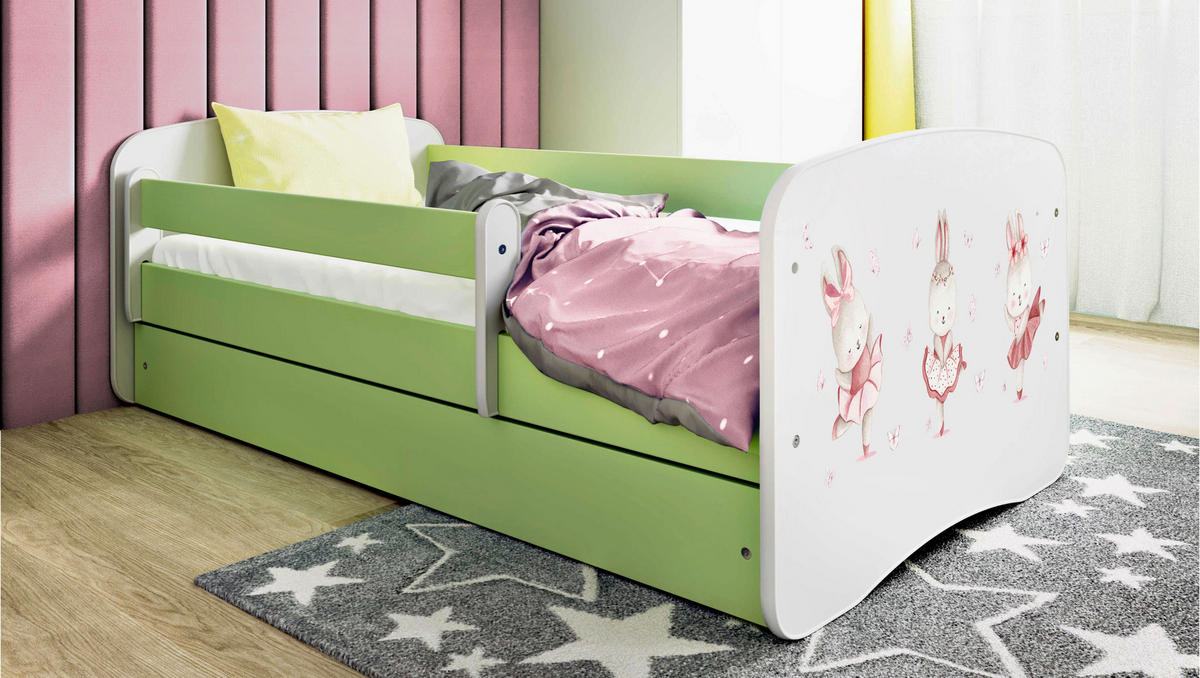 KINDER-/JUNIORBETT 80/160 cm  in Grün, Weiß  - Birkefarben/Weiß, MODERN, Holz/Holzwerkstoff (80/160cm) - MID.YOU