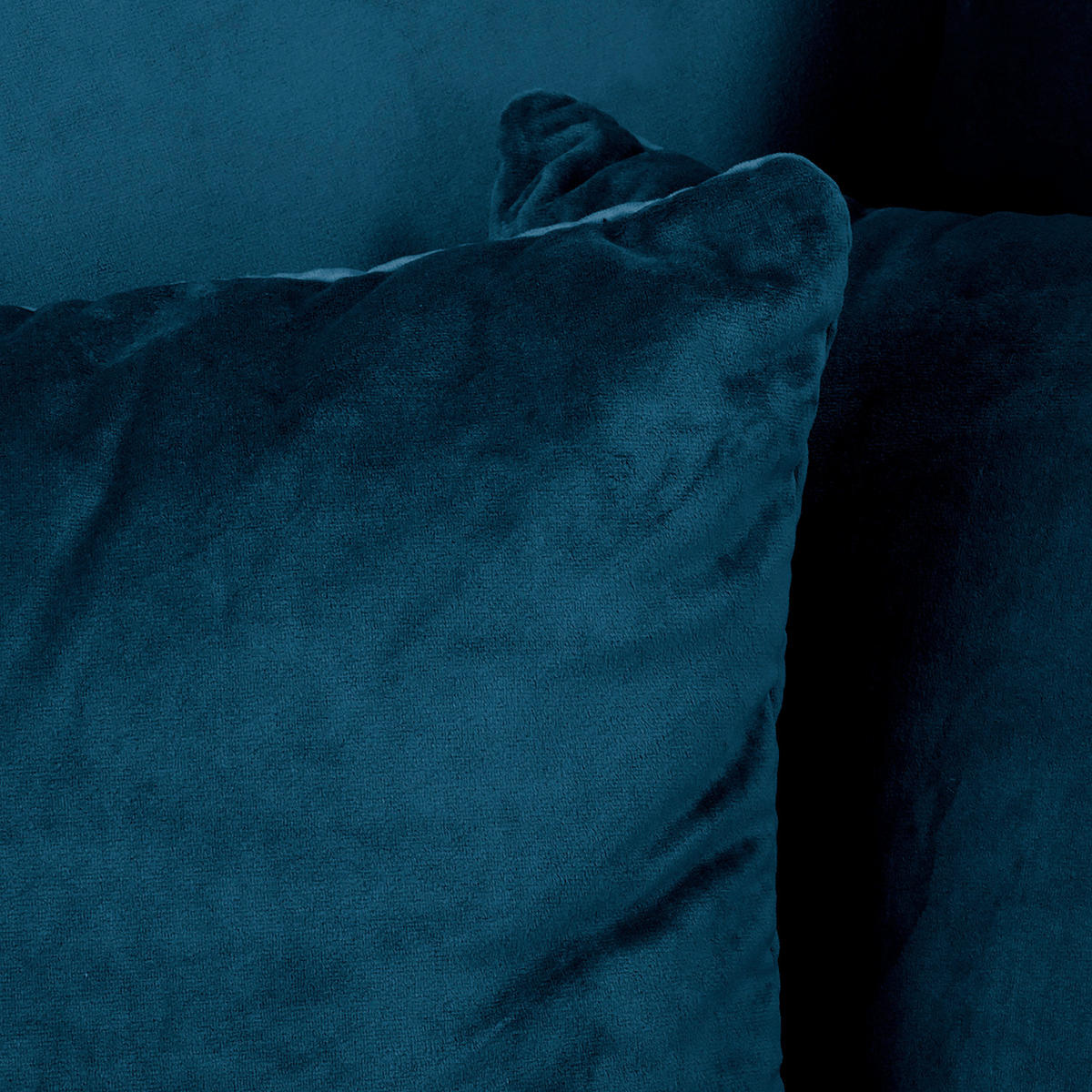 ECKSOFA inkl. Hocker Ariella Blau Samt Rückenkissen, Hocker  - Blau/Naturfarben, Design, Holz/Textil (231/161cm) - Livetastic