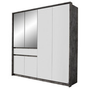 OMARA ZA OBLAČILA, bela, siva - siva/bela, Design, steklo/leseni material (181/197/54cm) - Carryhome