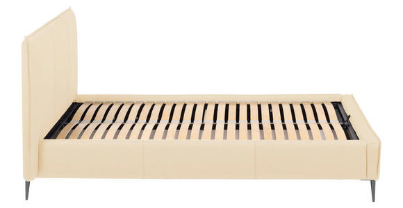 POLSTERBETT gepolstertes Kopfteil, Lattenrost, Bettkasten Beige 200/200 cm  - Beige/Schwarzchrom, KONVENTIONELL, Leder/Holz (200/200cm) - Esposa
