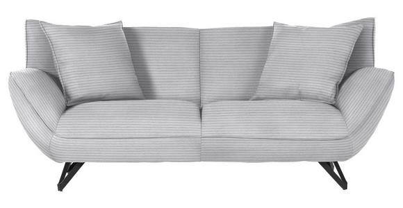 3-SITZER-SOFA in Feincord Hellgrau  - Hellgrau/Schwarz, Design, Textil/Metall (203/90/95cm) - Carryhome