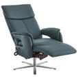 RELAXSESSEL in Leder Blaugrau  - Edelstahlfarben/Blaugrau, Design, Leder/Metall (70/124/85cm) - Cantus