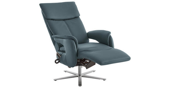 RELAXSESSEL in Leder Blaugrau - Edelstahlfarben/Blaugrau, Design, Leder/Metall (70/124/85cm) - Cantus