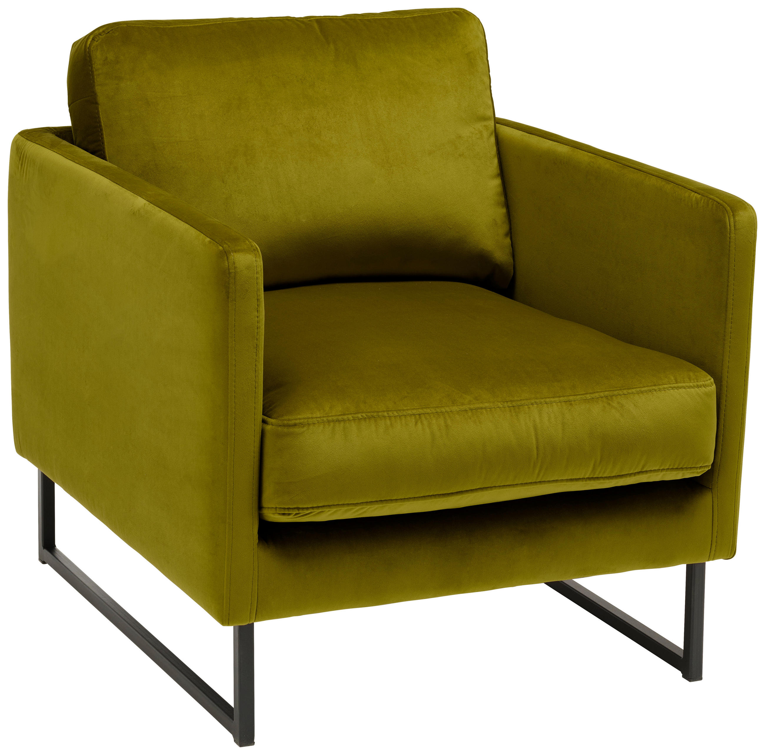 SESSEL Samt Grün    - Schwarz/Grün, Design, Textil/Metall (72/78/84cm) - Carryhome