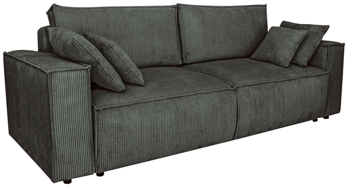 SCHLAFSOFA Cord Graphitfarben  - Schwarz/Graphitfarben, KONVENTIONELL, Kunststoff/Textil (240/89/100cm) - Carryhome