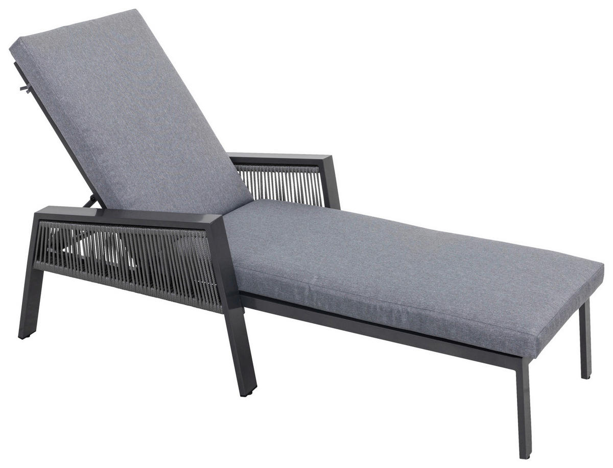 LEŽALNIK aluminij prašno lakirano svetlo siva  - svetlo siva, Design, kovina/tekstil (74/100/54/171/201cm) - Amatio