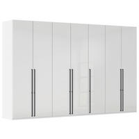 DREHTÜRENSCHRANK 350/235/61 cm,  in Weiß, Weiß Hochglanz, 7-türig  - Weiß Hochglanz/Schwarz, Basics, Holzwerkstoff/Metall (350/235/61cm) - Novel