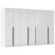 DREHTÜRENSCHRANK 350/223/61 cm,  in Weiß, Weiß Hochglanz, 7-türig  - Weiß Hochglanz/Schwarz, Basics, Holzwerkstoff/Metall (350/223/61cm) - Novel