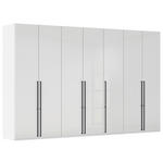 DREHTÜRENSCHRANK 350/223/61 cm,  in Weiß, Weiß Hochglanz, 7-türig  - Weiß Hochglanz/Schwarz, Basics, Holzwerkstoff/Metall (350/223/61cm) - Novel