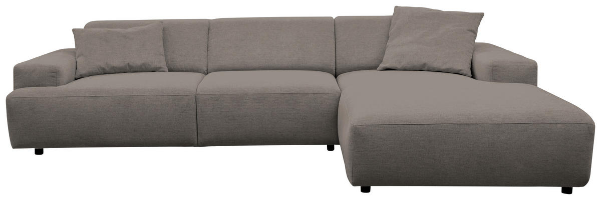 ECKSOFA 294/184 cm  in Flachgewebe Walnussfarben Rücken echt  294/184 cm  - Walnussfarben/Schwarz, KONVENTIONELL, Kunststoff/Textil (294/184cm) - Hom`in