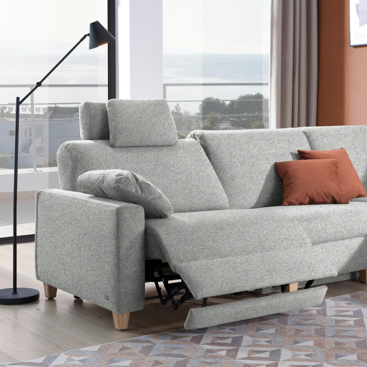 ECKSOFA  in Mikrovelours Naturfarben  261/203 cm  - Eichefarben/Naturfarben, KONVENTIONELL, Holz/Textil (261/203cm) - Sedda