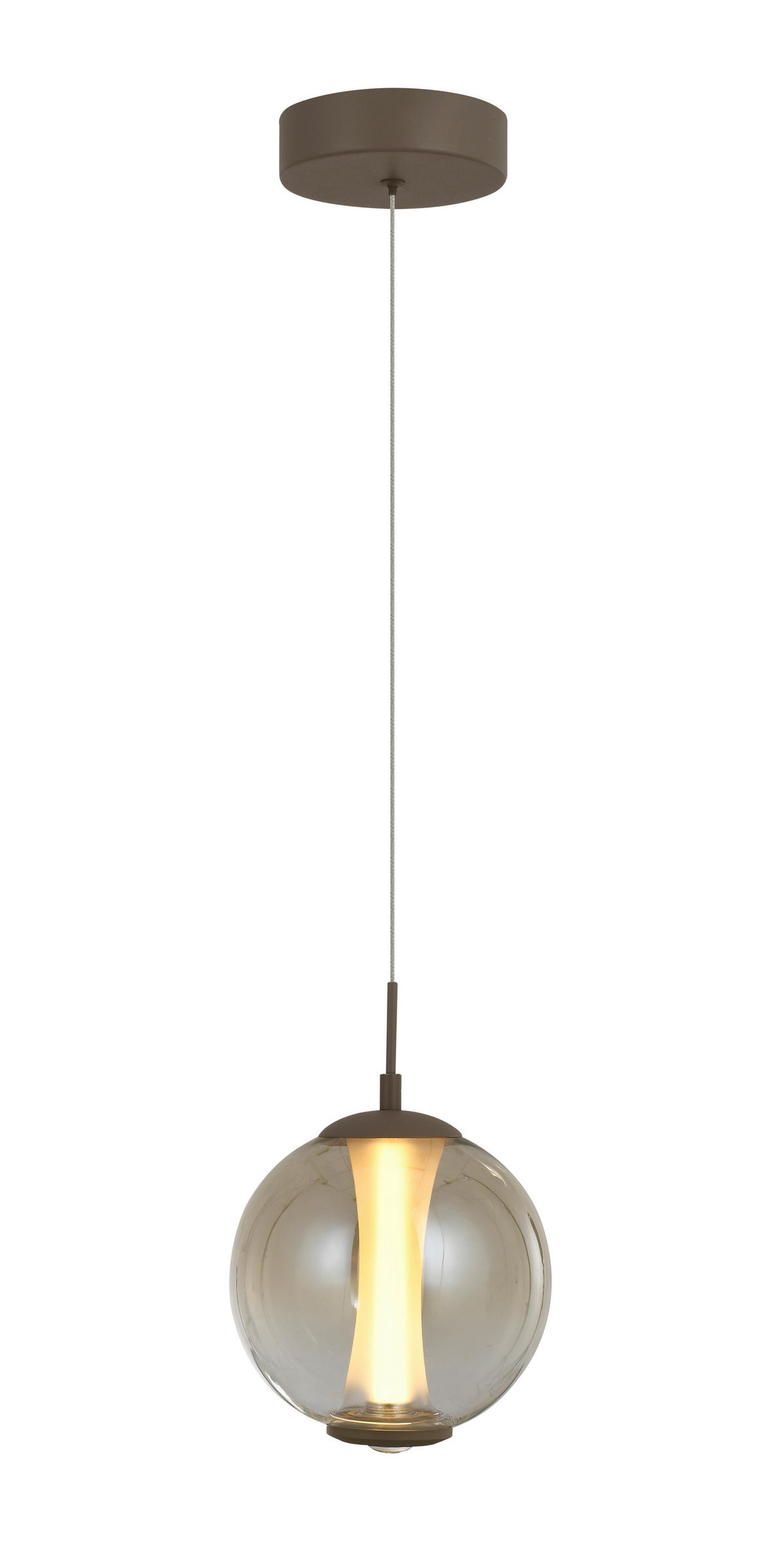 ZÁVĚSNÉ LED SVÍTIDLO, 18/150/18 cm  - pískové barvy, Design, kov/sklo (18/150/18cm)