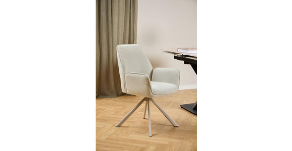 ARMLEHNSTUHL in Stahl Flachgewebe - Beige/Grau, Design, Textil/Metall (60/85/63cm) - Ambia Home