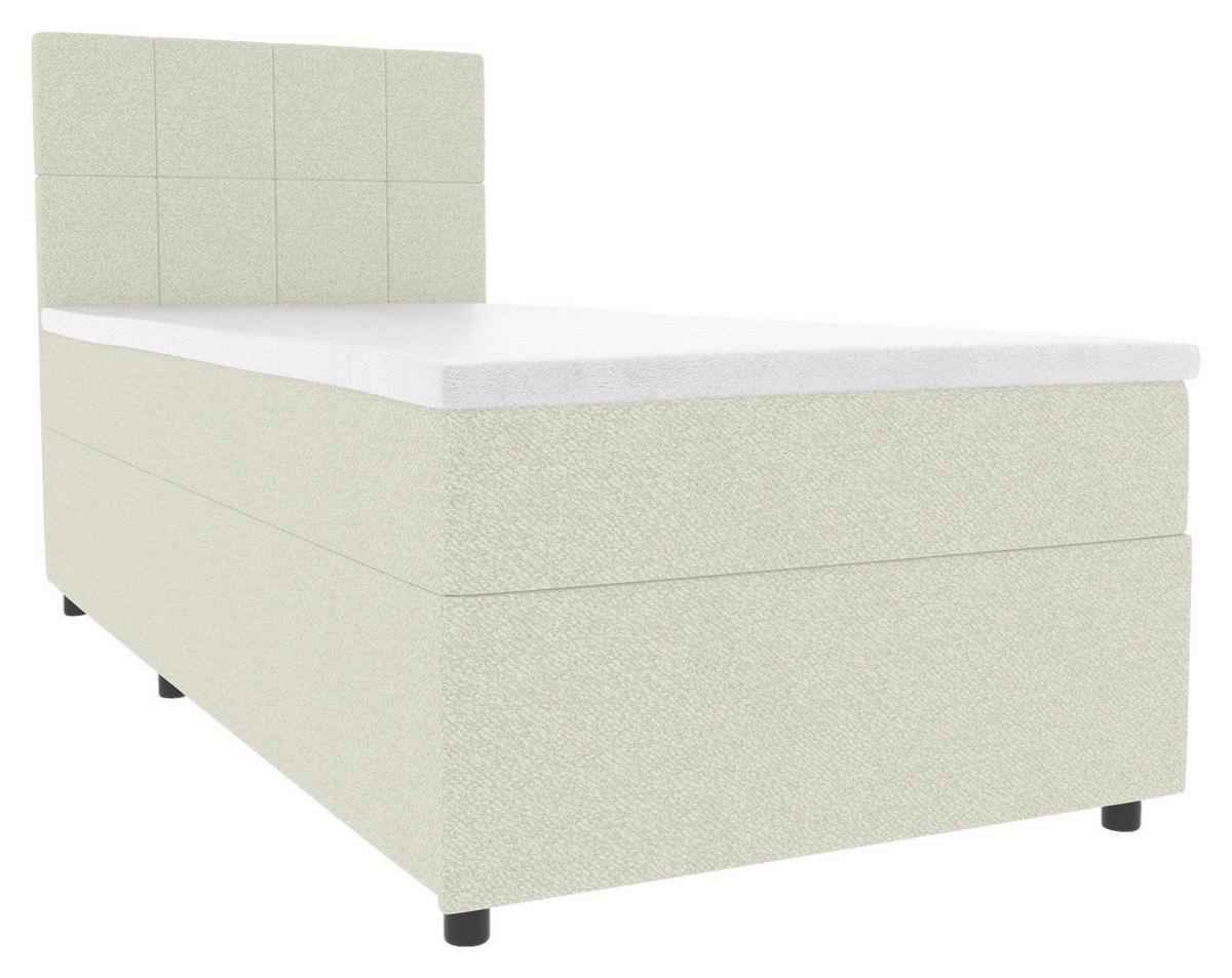 BOXBETT 90/200 cm,  in Creme, Matratze, Topper, Bettschublade, H3 = fest  - Creme/Schwarz, KONVENTIONELL, Kunststoff/Textil (90/200cm) - Boxxx